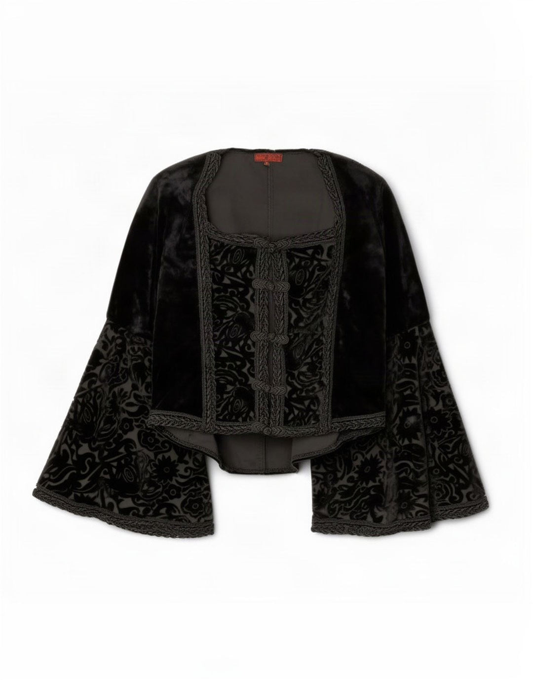 Inter-Moden Womens Velour Cardigan Top EU 38/40 Medium Black Paisley