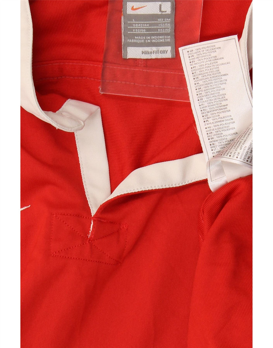 Nike Mens T-Shirt Top UK 42/44 Large Red Colourblock Polyester