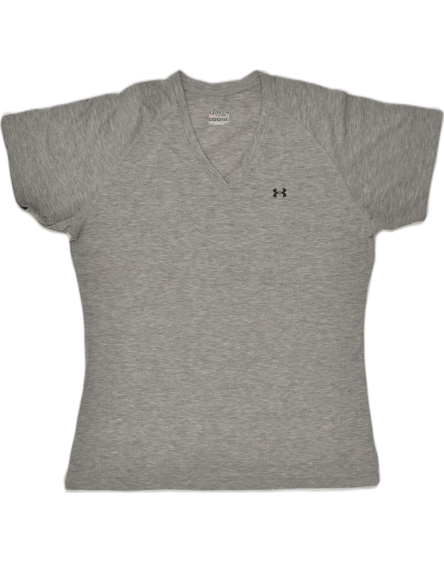 UNDER ARMOUR Womens T-Shirt Top UK 18 XL Grey Cotton