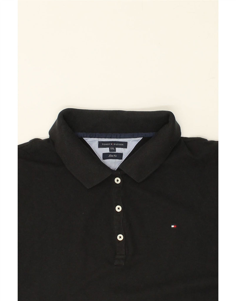 TOMMY HILFIGER Womens Slim Fit Polo shirt UK 20 2XL Black | Vintage Tommy Hilfiger | Thrift | Second-Hand Tommy Hilfiger | Used Clothing | Messina Hembry 