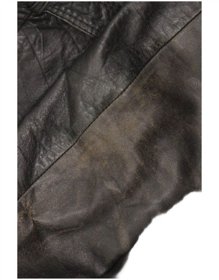 Vintage Womens Leather Jacket IT 50 XL Black Leather