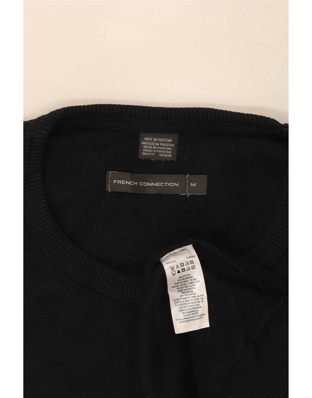 French Connection Mens Crew Neck Jumper Sweater Medium Navy Blue Cotton
