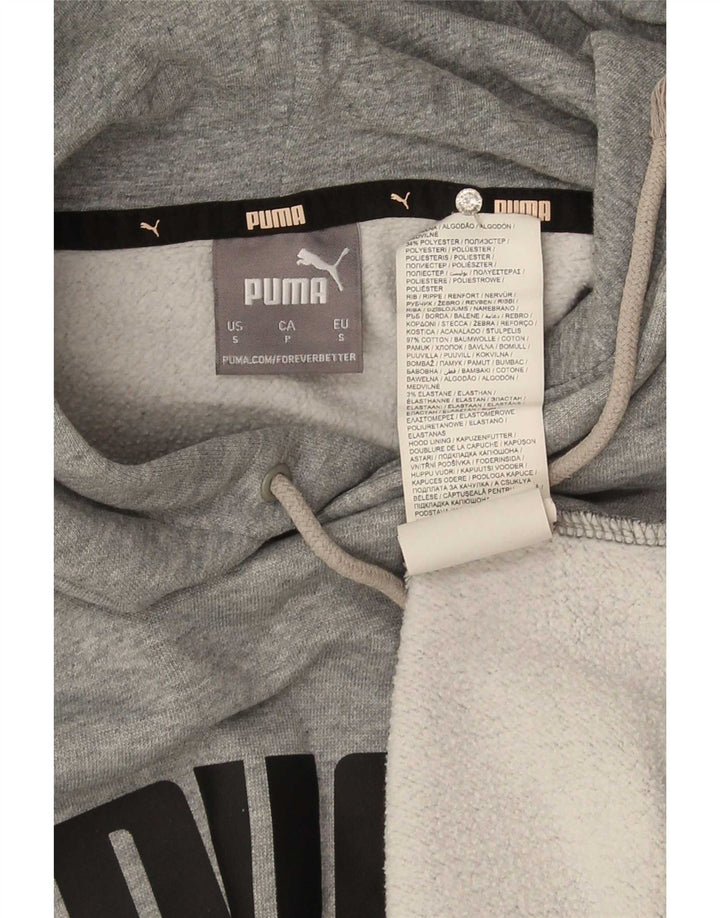 Puma Mens Graphic Hoodie Jumper Small Grey Flecked Cotton