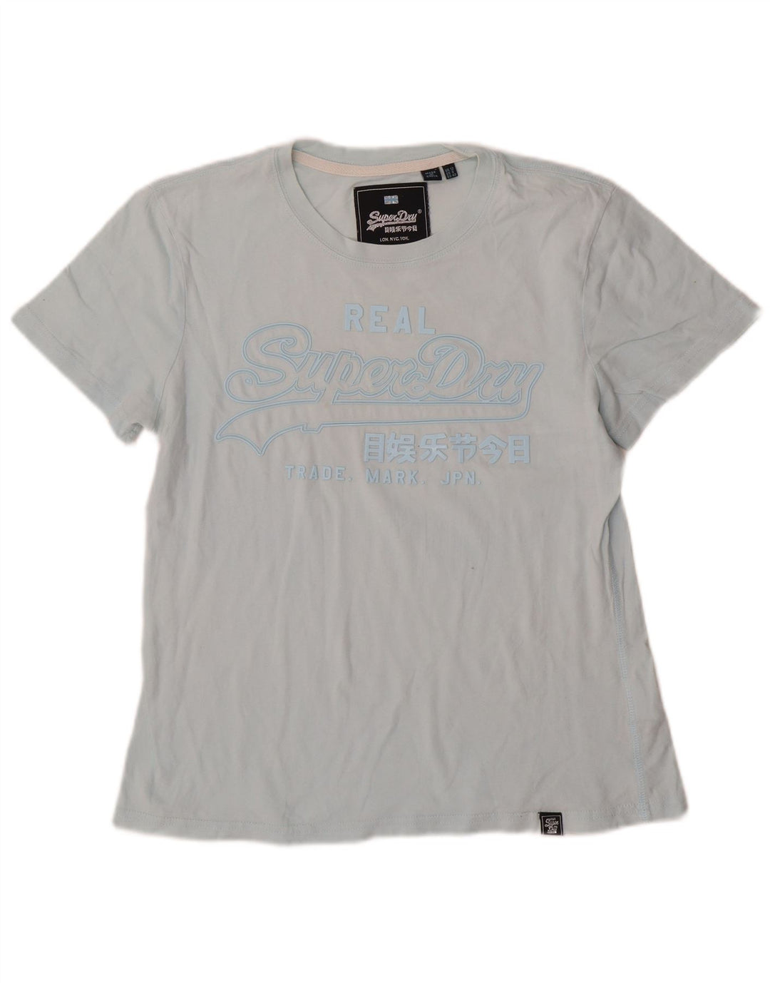 Superdry Womens Graphic T-Shirt Top UK 12 Medium Blue Cotton
