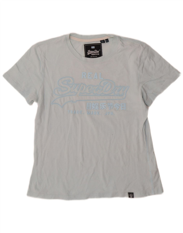 Superdry Womens Graphic T-Shirt Top UK 12 Medium Blue Cotton