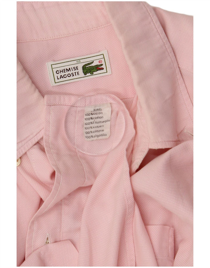 LACOSTE Mens Shirt Size 40 Medium Pink Cotton