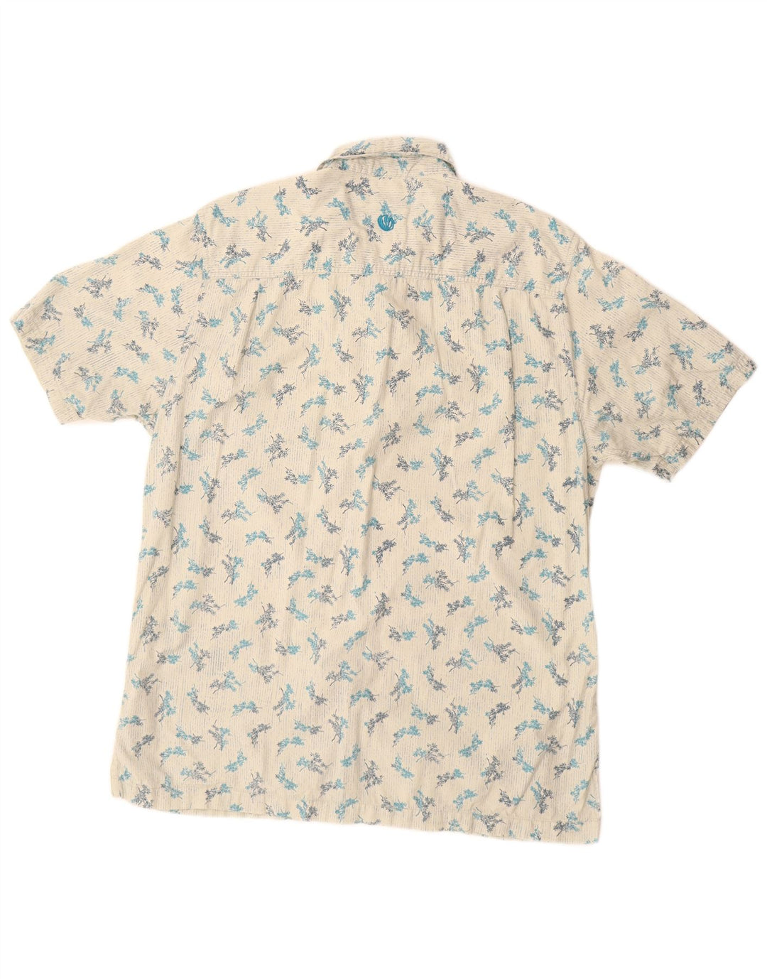 FAT FACE Mens Short Sleeve Shirt Large White Floral Cotton