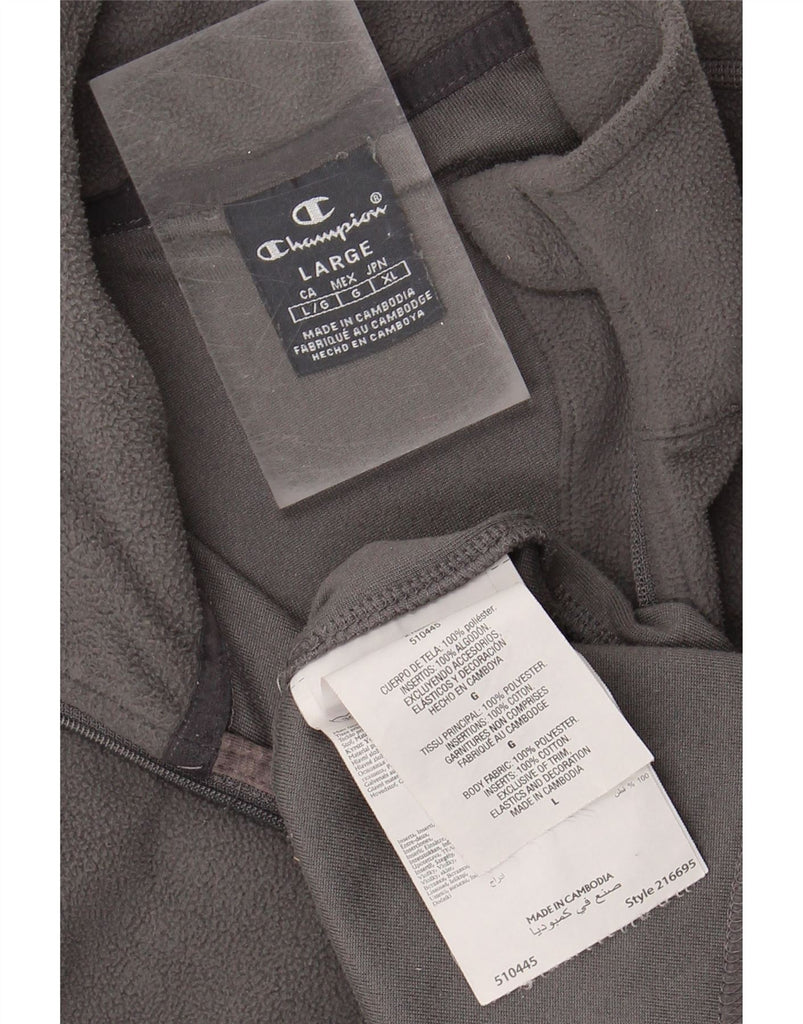 CHAMPION Mens Zip Neck Fleece Jumper Large Grey Polyester Vintage Champion and Second-Hand Champion from Messina Hembry 