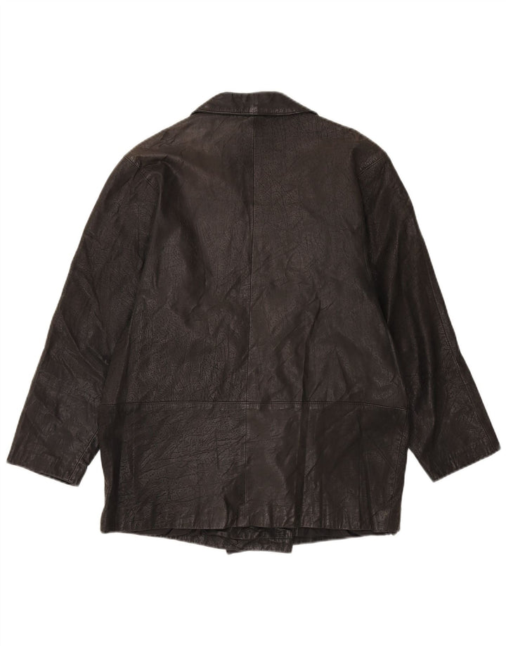 VINTAGE Womens Leather Jacket EU 38 Medium Black Leather