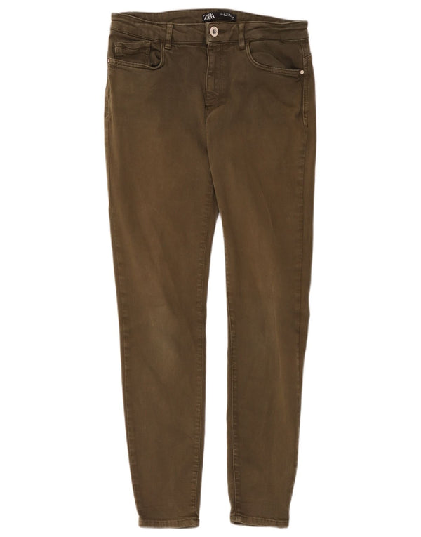 Zara Womens Cropped Jeans EU 40 Medium W30 L26 Khaki Cotton
