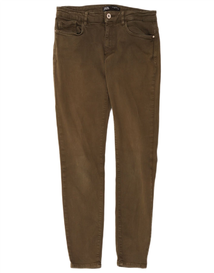 Zara Womens Cropped Jeans EU 40 Medium W30 L26 Khaki Cotton