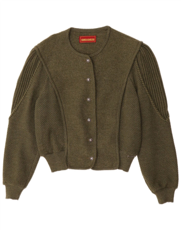 Geiger Womens Cardigan Sweater EU 42 Large Green Wool