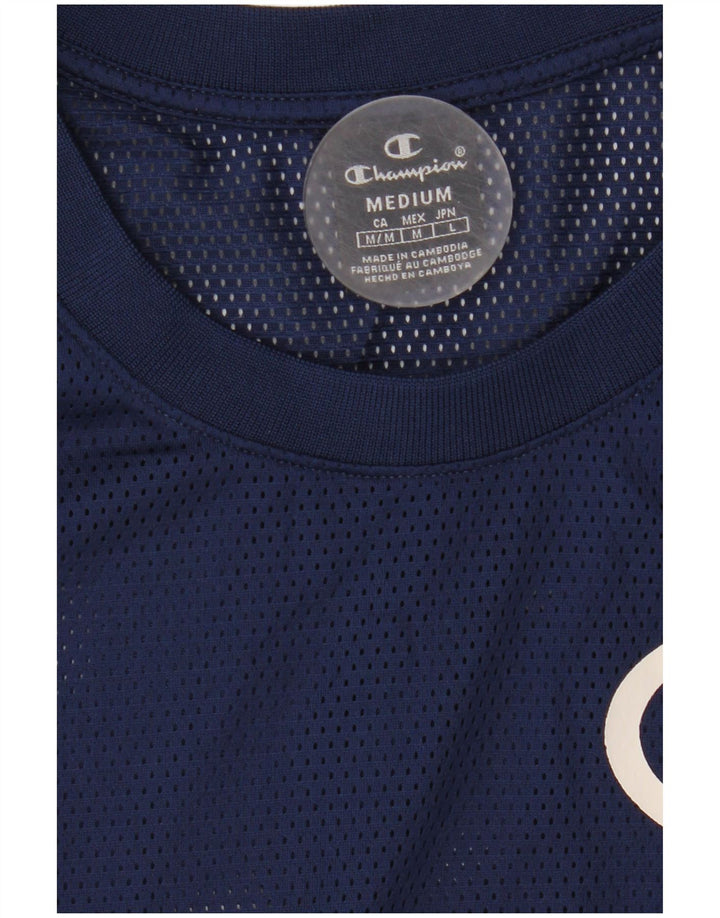Champion Mens Jersey Top Medium Navy Blue Colourblock