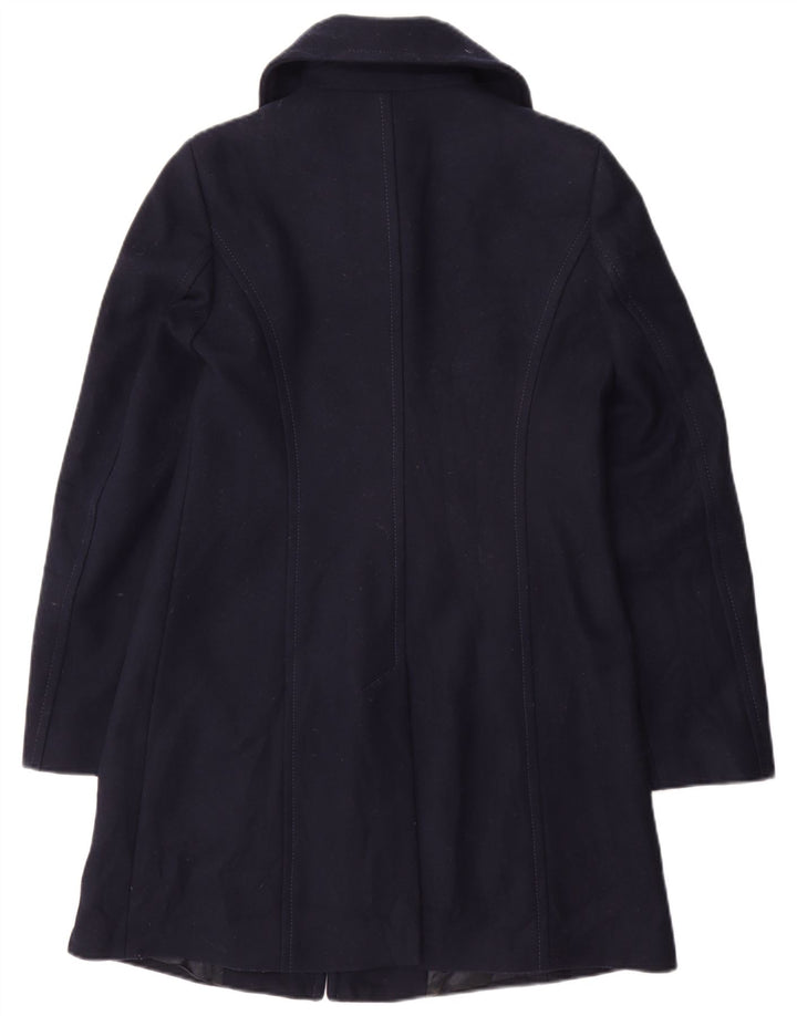 Benetton Womens Overcoat IT 42 Medium Navy Blue Wool