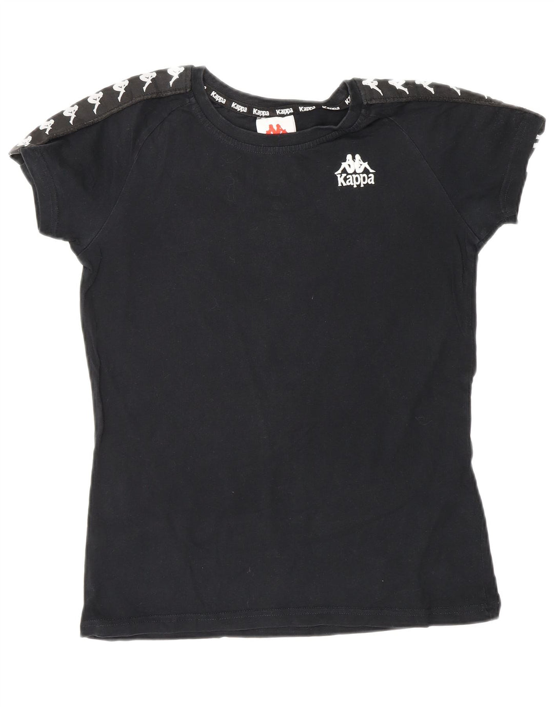 KAPPA Womens Graphic T-Shirt Top UK 6 XS Black Cotton