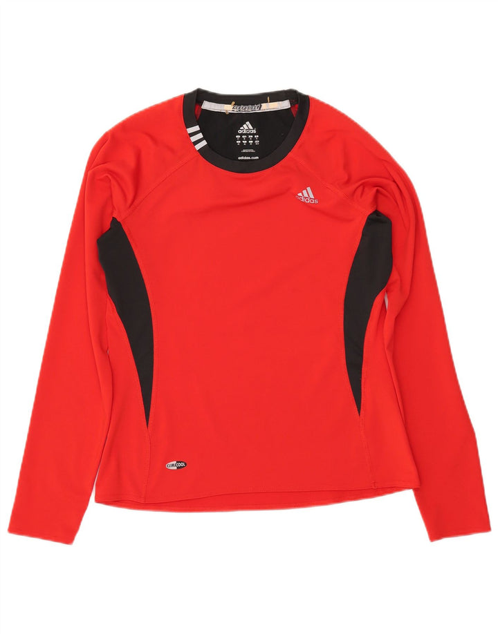 ADIDAS Womens Climacool Top Long Sleeve UK 12 Medium Red Colourblock