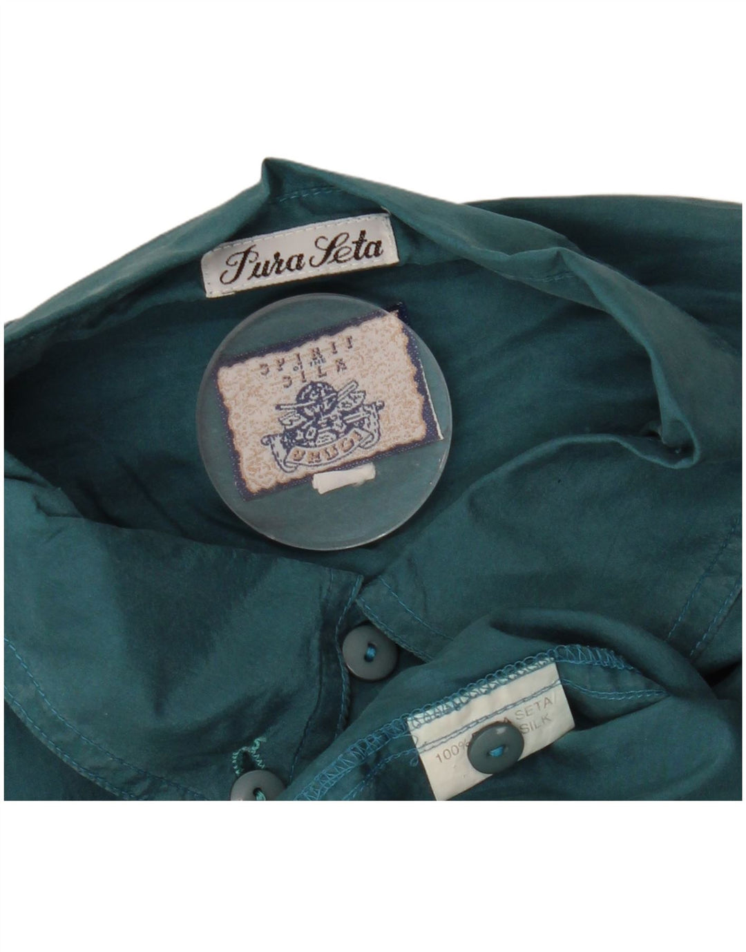 VINTAGE Mens Short Sleeve Loose Fit Shirt Medium Green Silk