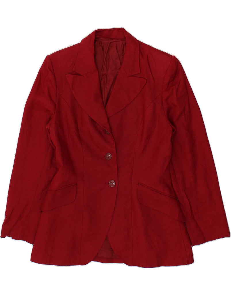 HOBBS Womens 3 Button Blazer Jacket UK 12 Medium  Red Linen Vintage Hobbs and Second-Hand Hobbs from Messina Hembry 