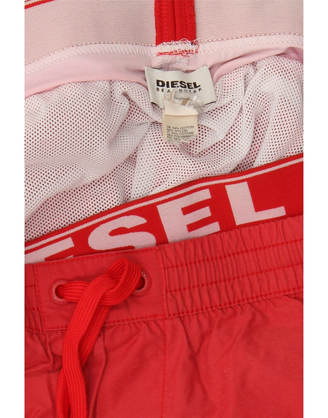 Diesel Mens Graphic Swimming Shorts Medium  Red Cotton