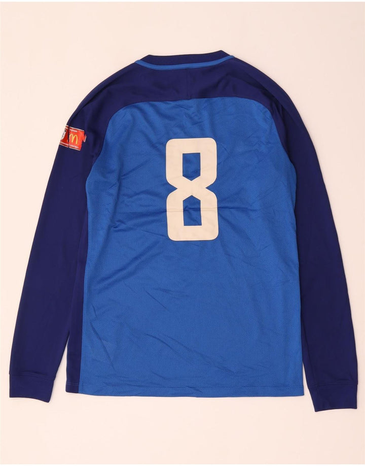 Nike Mens Dri Fit Graphic Top Long Sleeve Medium Blue Colourblock Polyester