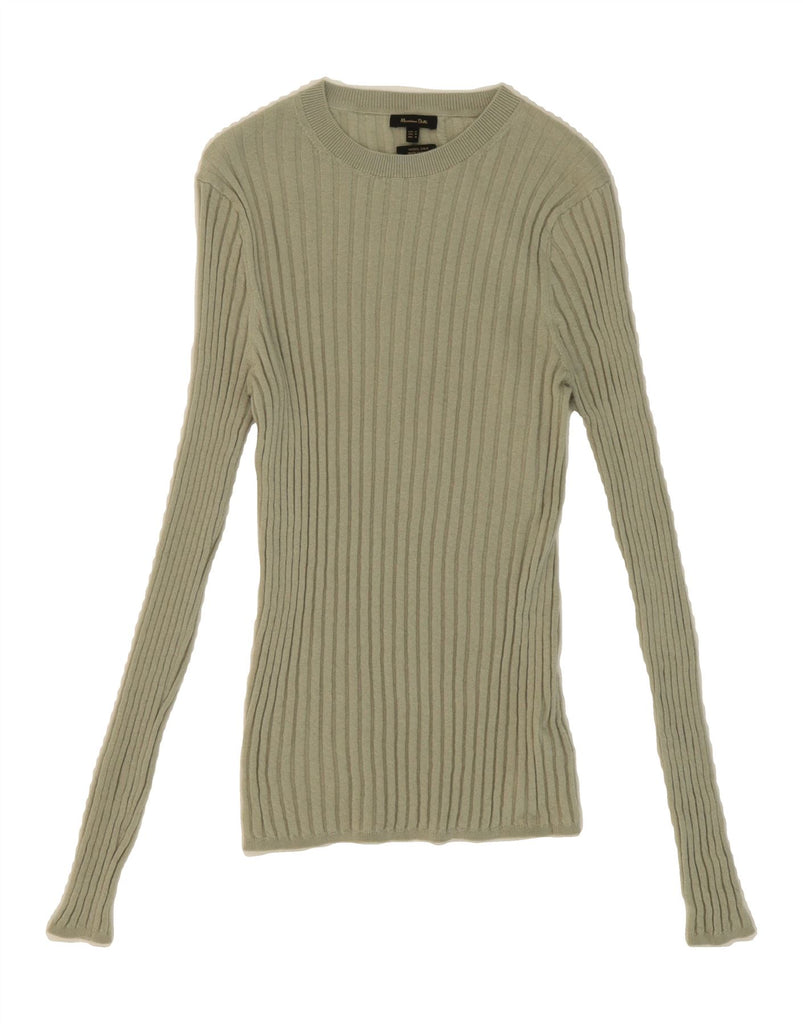 MASSIMO DUTTI Womens Crew Neck Jumper Sweater UK 12 Medium Green Wool Vintage Massimo Dutti and Second-Hand Massimo Dutti from Messina Hembry 