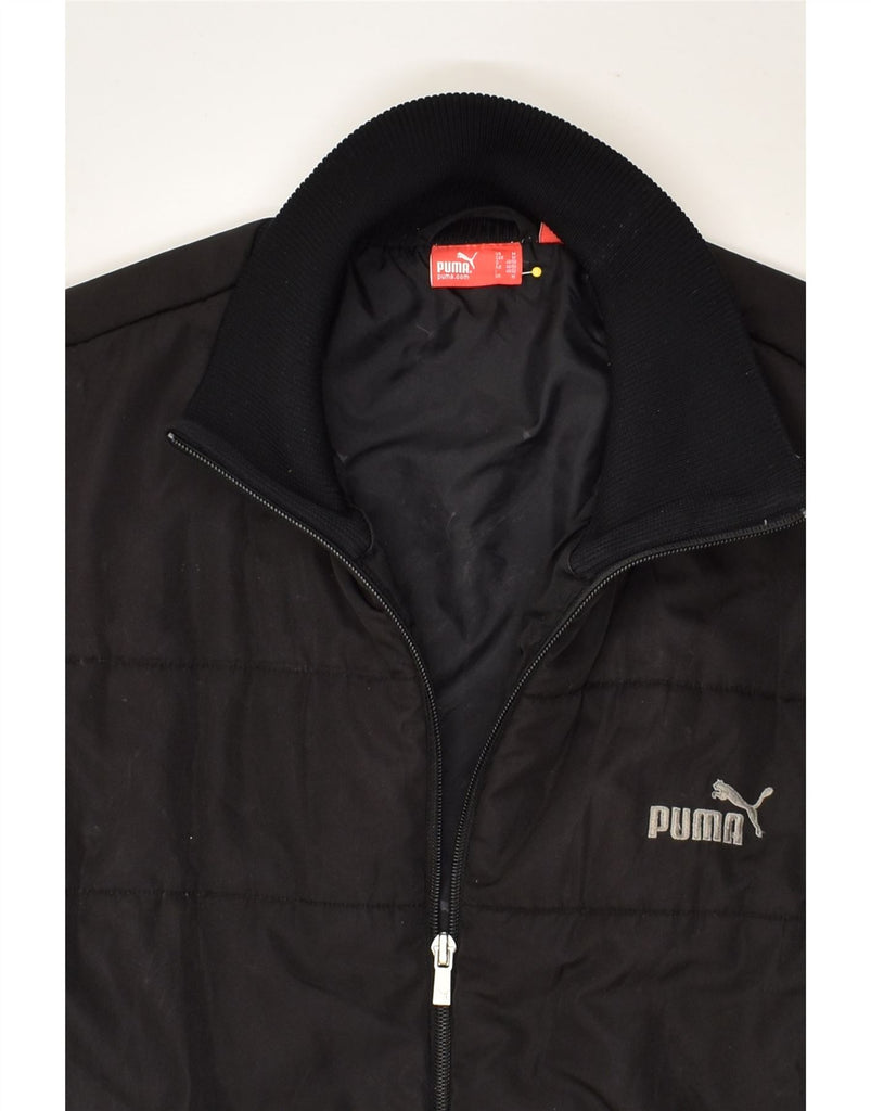 PUMA Mens Padded Jacket UK 38 Medium Black Polyester | Vintage Puma | Thrift | Second-Hand Puma | Used Clothing | Messina Hembry 