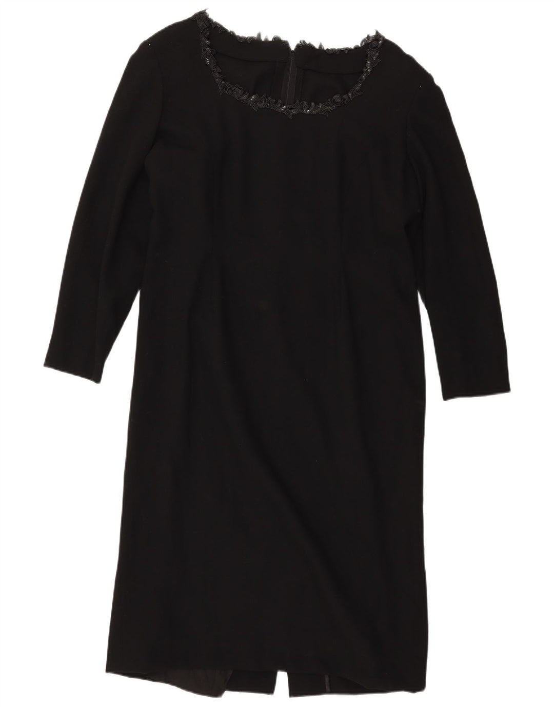 VINTAGE Womens Long Sleeve Sheath Dress UK 14 Large Black