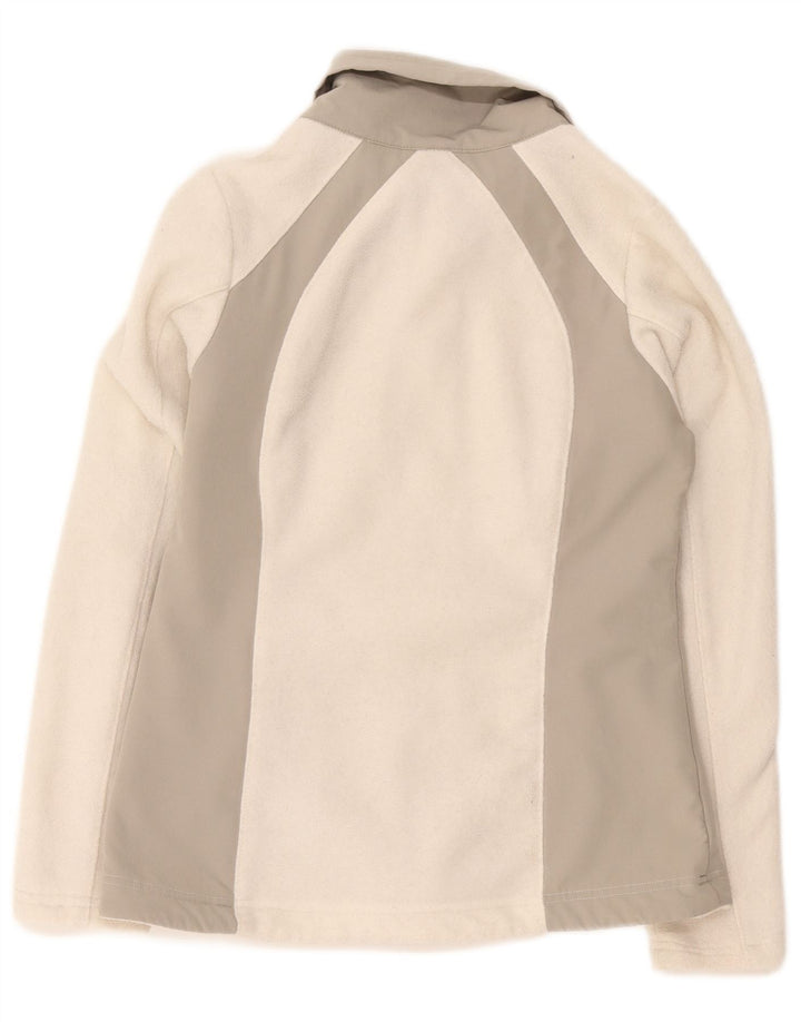 Columbia Womens Fleece Jacket UK 12 Medium Off White Colourblock Polyester