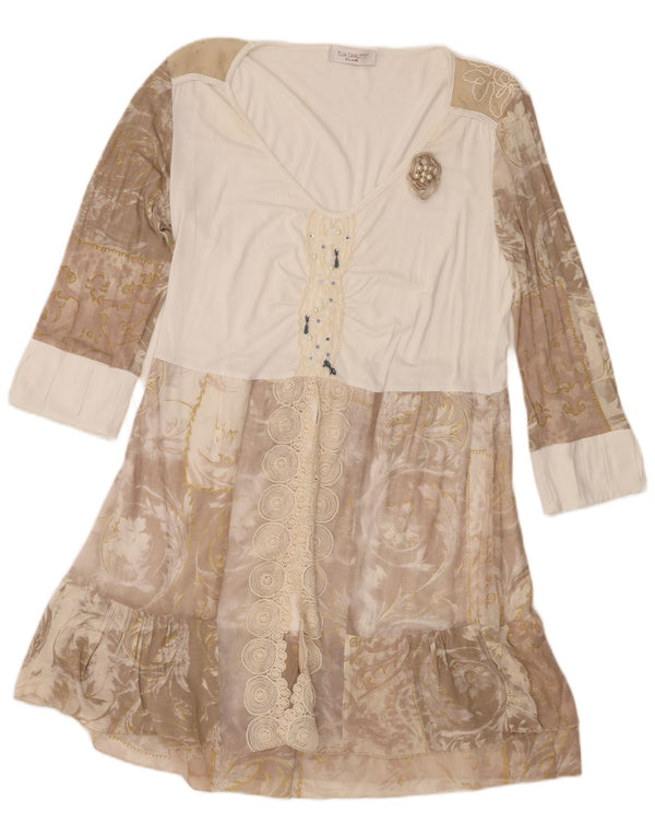 Elisa Cavaletti Womens 3/4 Sleeve A-Line Dress UK 12 Medium Brown Paisley