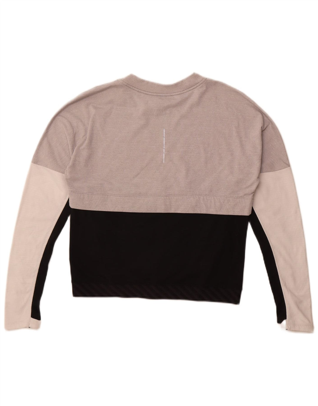 Nike Womens Dri Fit Top Long Sleeve UK 10 Small Grey Colourblock Polyester