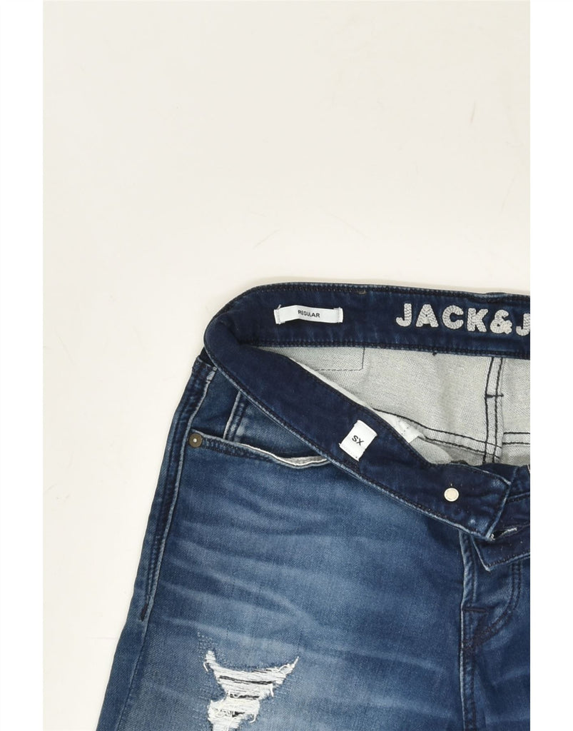 JACK & JONES Mens Regular Distressed Denim Shorts XS W27  Blue Cotton | Vintage Jack & Jones | Thrift | Second-Hand Jack & Jones | Used Clothing | Messina Hembry 