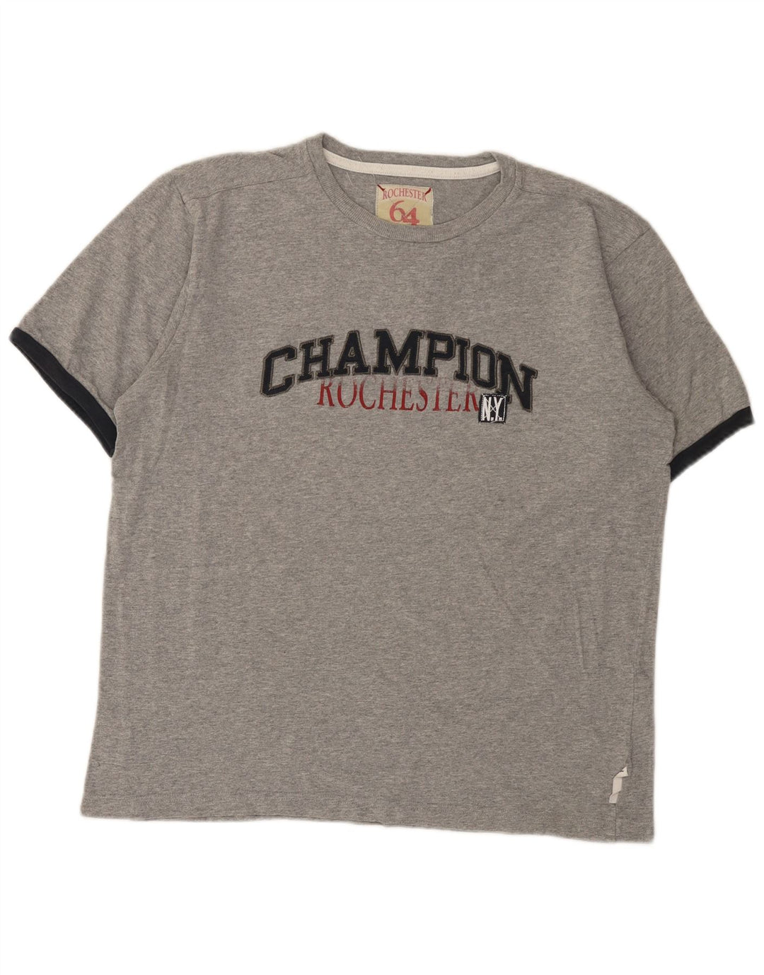 Champion Mens NY Rochester Graphic T-Shirt Top Large Grey Flecked