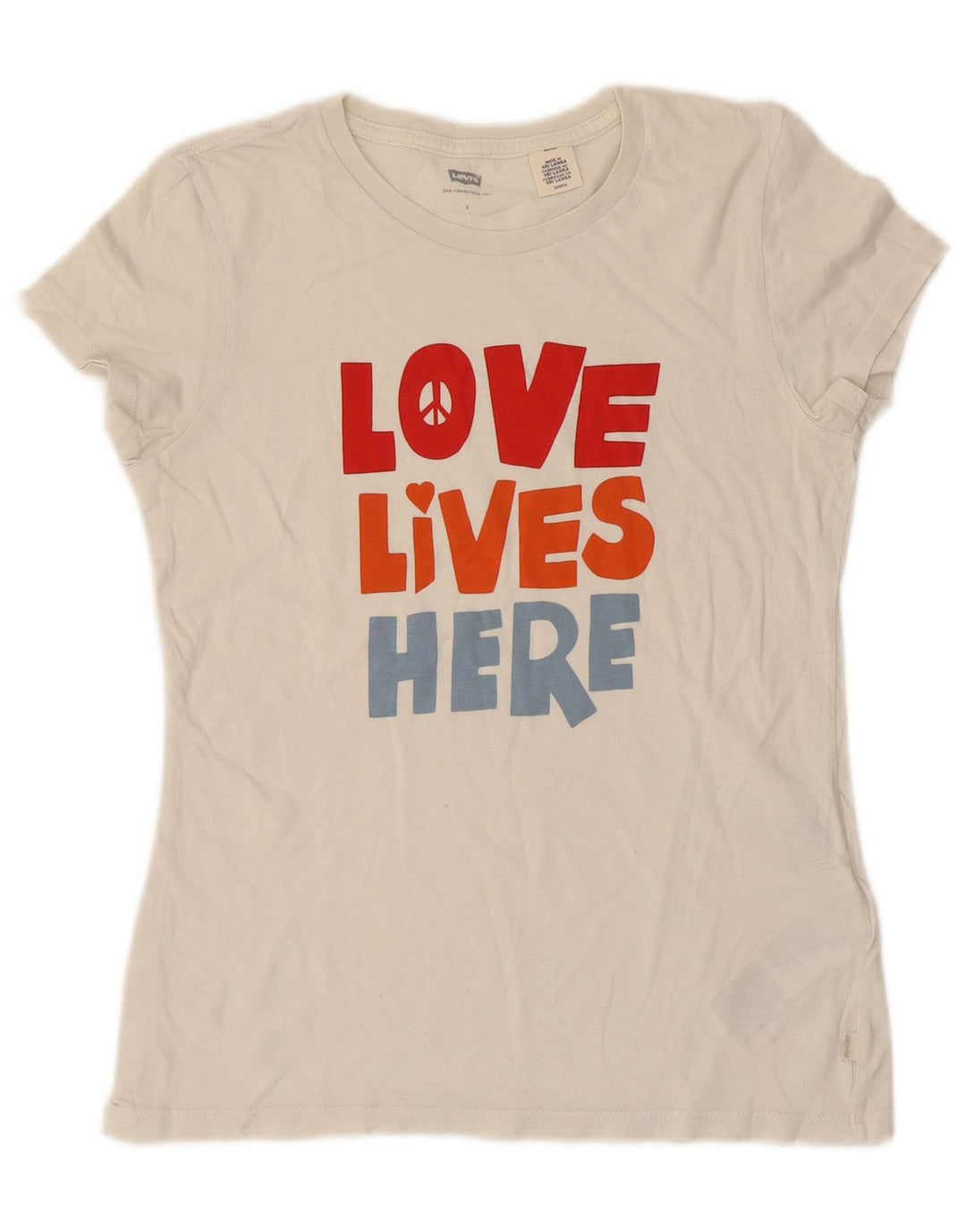 Levi's Womens Graphic T-Shirt Top UK 8 Small White Cotton