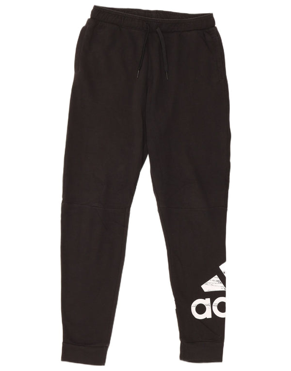 Adidas Boys Graphic Tracksuit Trousers Joggers 13-14 Years Black Cotton