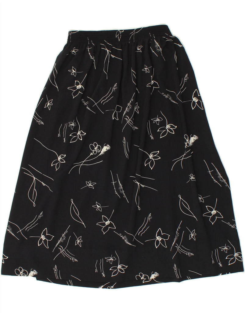 VINTAGE Womens A-Line Skirt W26 Small Black Floral Vintage Vintage and Second-Hand Vintage from Messina Hembry 