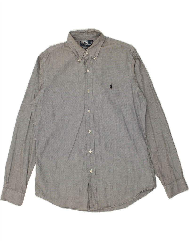 POLO RALPH LAUREN Mens Custom Fit Shirt Size 16 40/41 Large Grey Cotton | Vintage Polo Ralph Lauren | Thrift | Second-Hand Polo Ralph Lauren | Used Clothing | Messina Hembry 