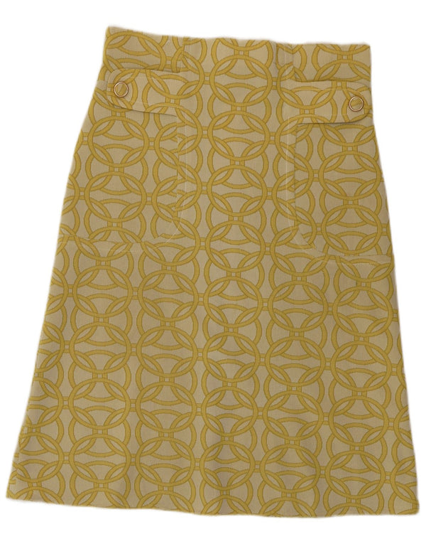 Vintage Womens A-Line Skirt W30 Medium  Yellow Geometric