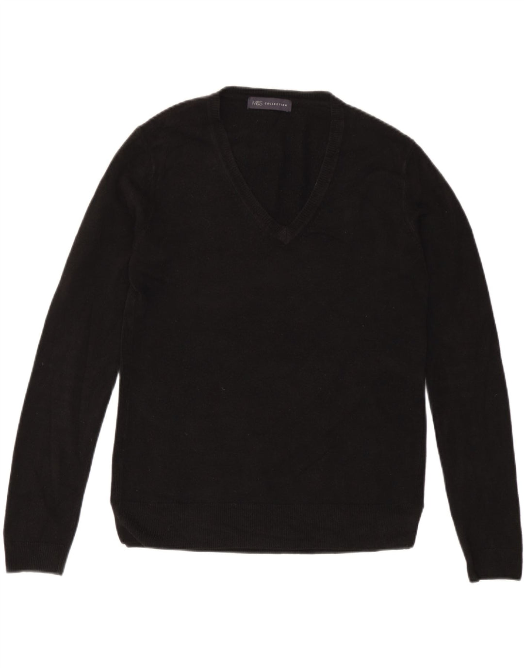 Marks & Spencer Womens V-Neck Jumper Sweater UK 12 Medium  Black Acrylic