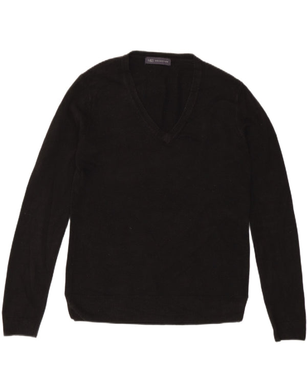 Marks & Spencer Womens V-Neck Jumper Sweater UK 12 Medium  Black Acrylic