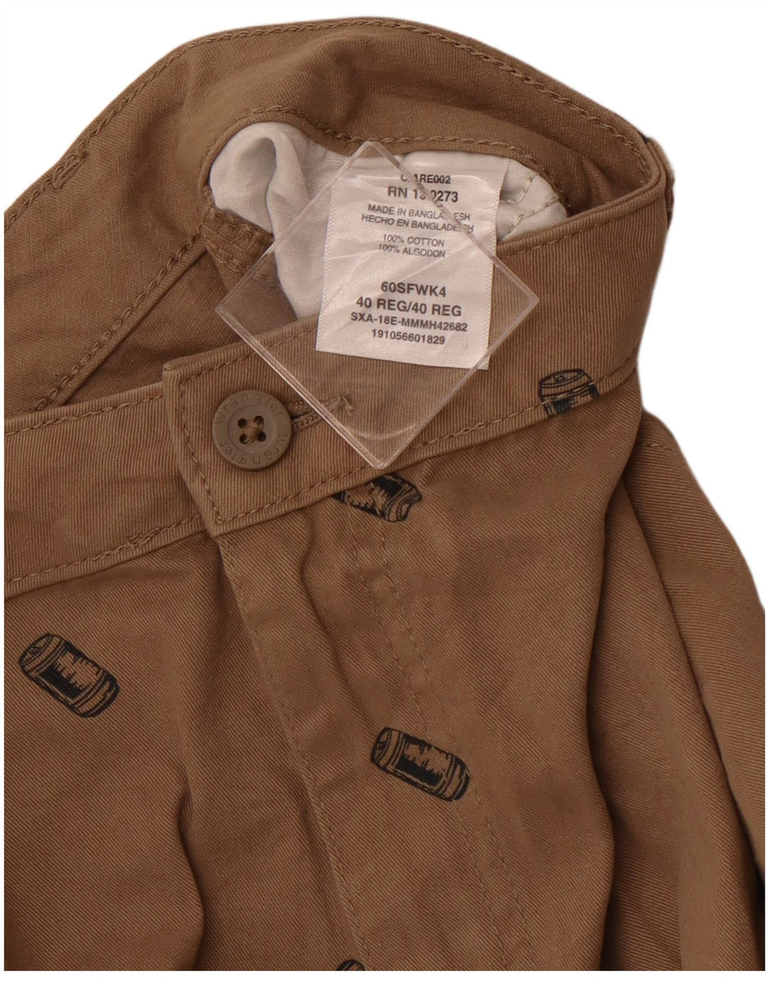 WRANGLER Mens Graphic Cargo Shorts W40 XL Brown Cotton