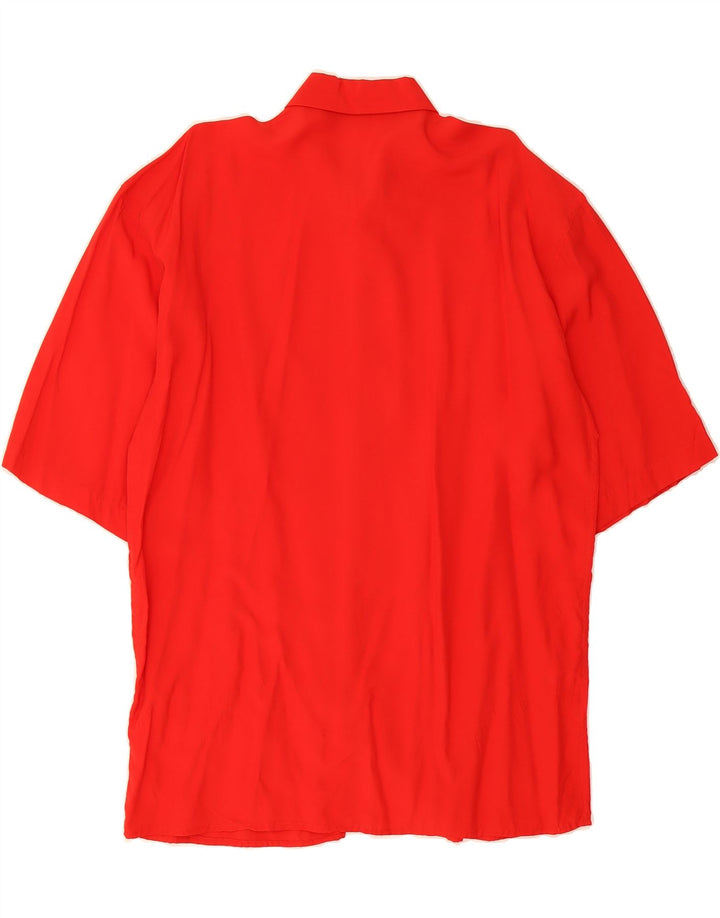 VINTAGE Mens Short Sleeve Shirt Medium Red Viscose Vintage Vintage and Second-Hand Vintage from Messina Hembry 