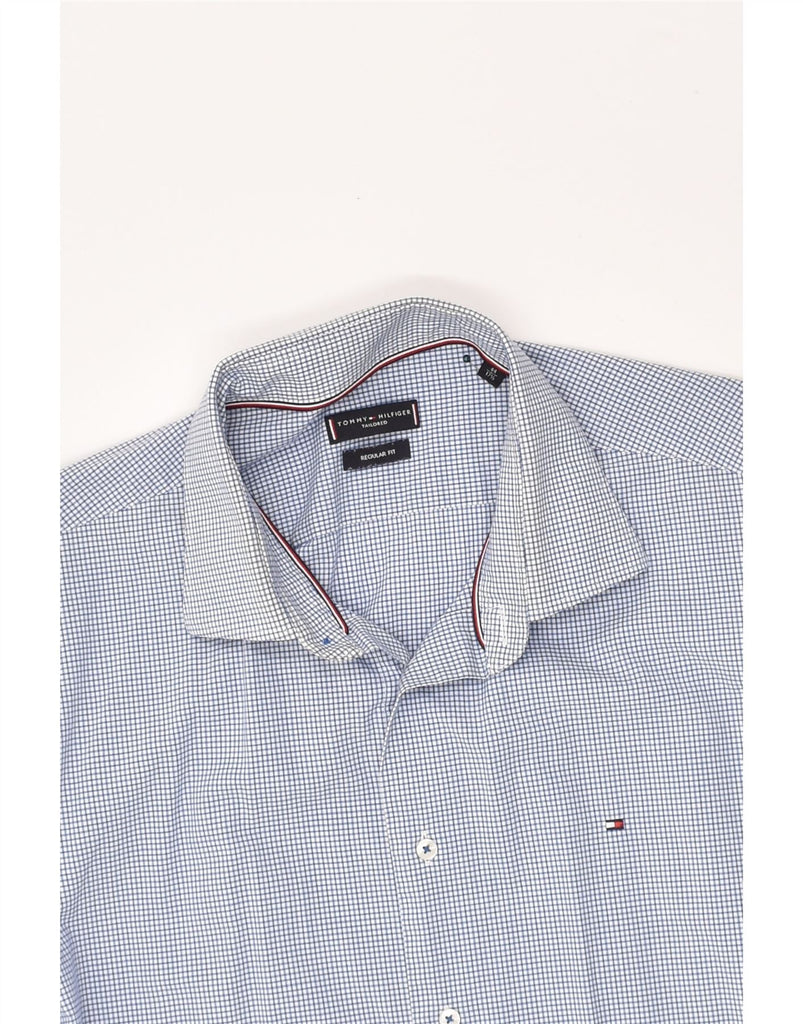 TOMMY HILFIGER Mens Tailored Fit Regular Fit Shirt Size 44 17 1/2 XL Blue | Vintage Tommy Hilfiger | Thrift | Second-Hand Tommy Hilfiger | Used Clothing | Messina Hembry 