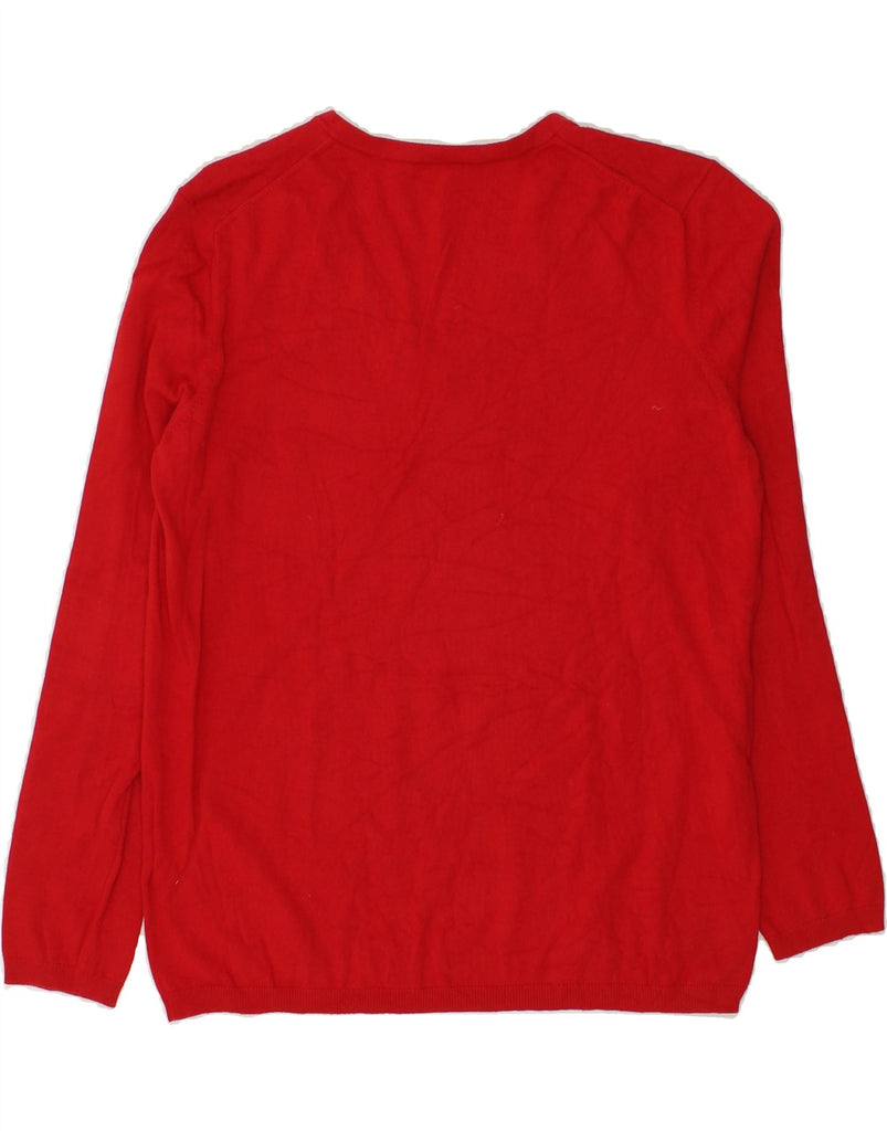 TOMMY HILFIGER Womens V-Neck Jumper Sweater UK 20 2XL Red Cotton | Vintage Tommy Hilfiger | Thrift | Second-Hand Tommy Hilfiger | Used Clothing | Messina Hembry 