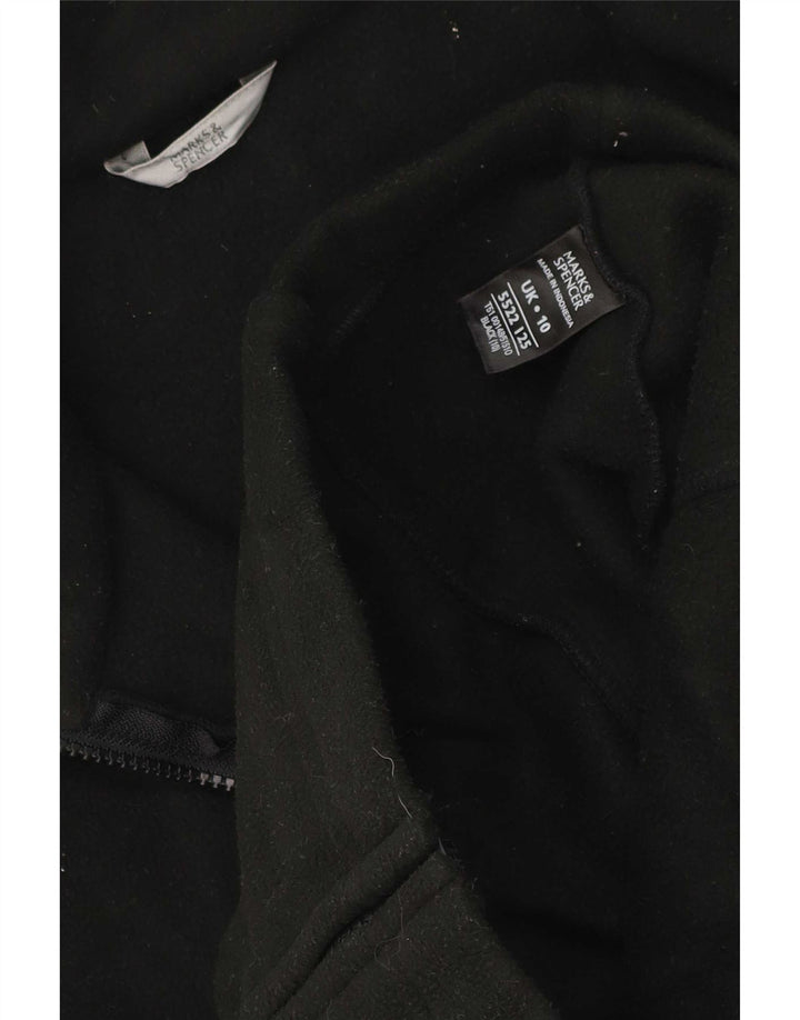Marks & Spencer Womens Oversized Fleece Jacket UK 10 Small Black Polyester