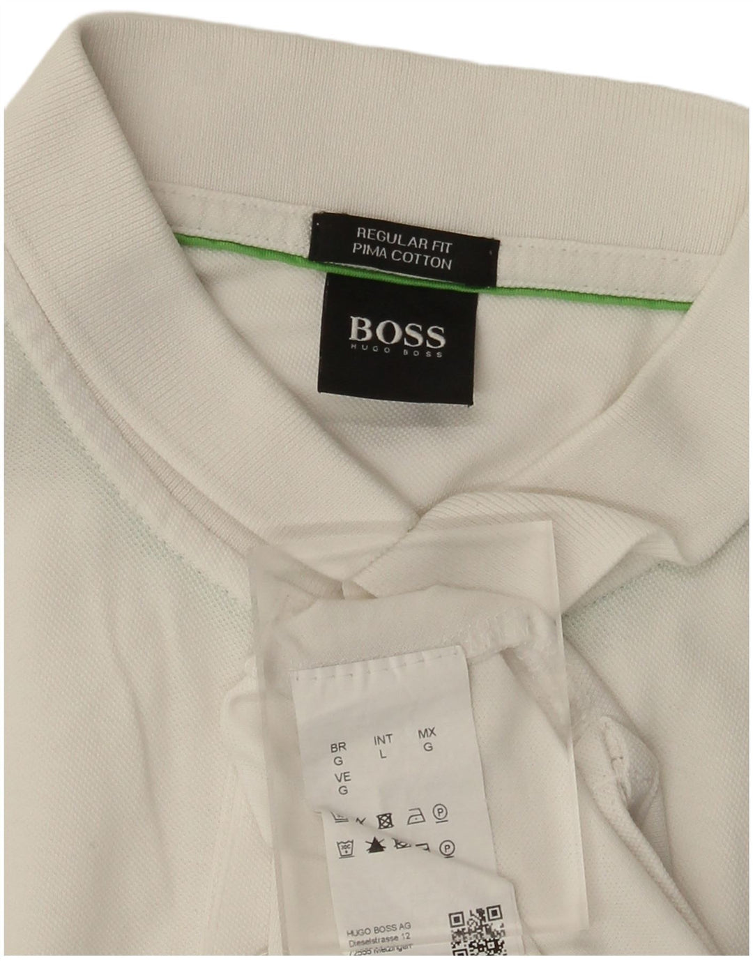 Hugo Boss Mens Regular Fit Polo Shirt Large White Cotton