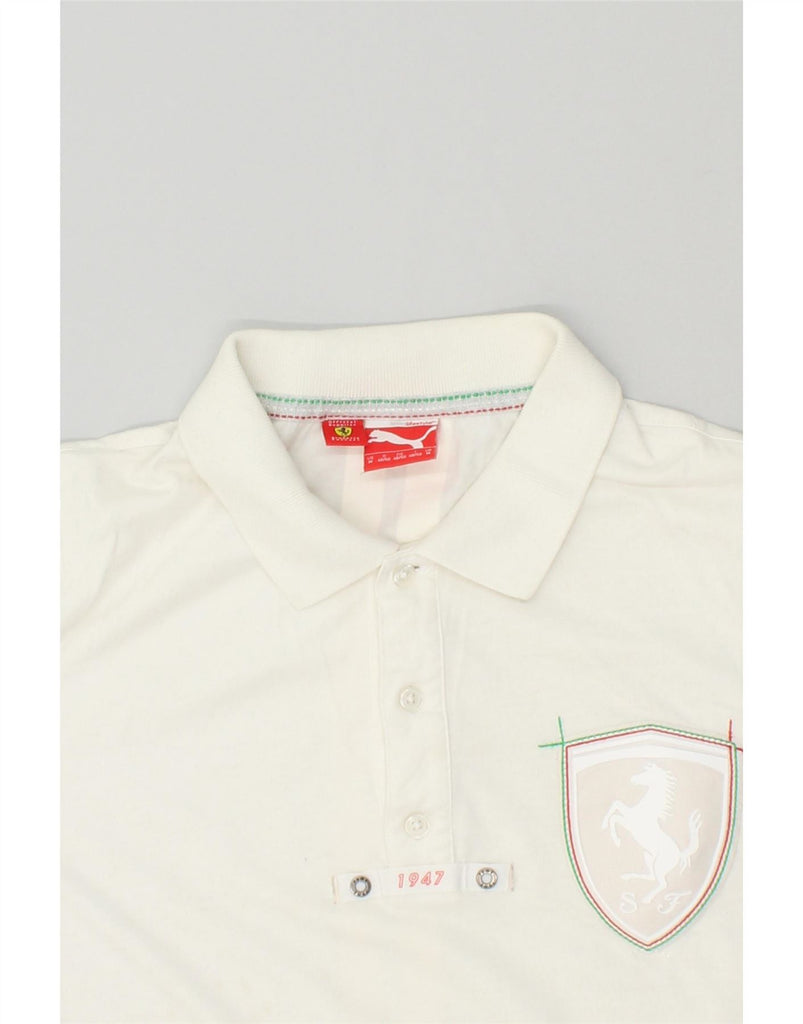 PUMA Mens Polo Shirt Medium White Cotton Vintage Puma and Second-Hand Puma from Messina Hembry 