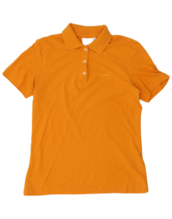 Diadora Womens Polo Shirt UK 12 Medium Yellow Cotton