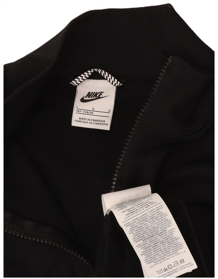 Nike Boys Tracksuit Top Jacket 12-13 Years Large Black Polyester
