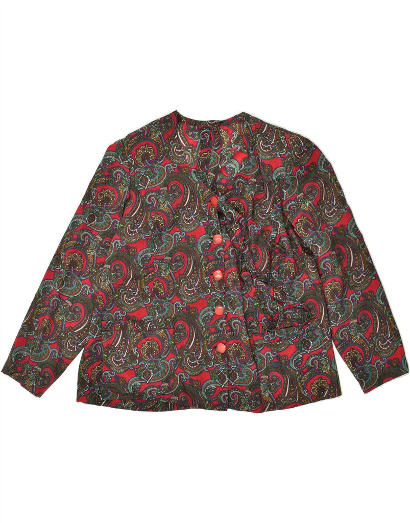 VINTAGE Womens 5 Button Blazer Jacket UK 16 Large Red Paisley | Vintage Vintage | Thrift | Second-Hand Vintage | Used Clothing | Messina Hembry 