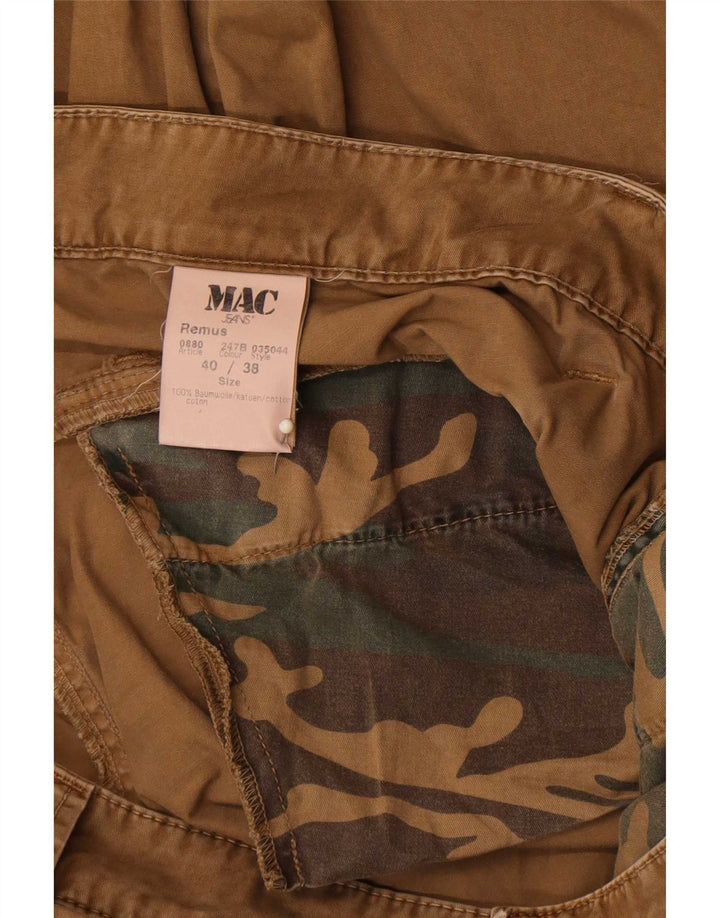 Mac Mens Straight Cargo Trousers W40 L38 Brown Cotton